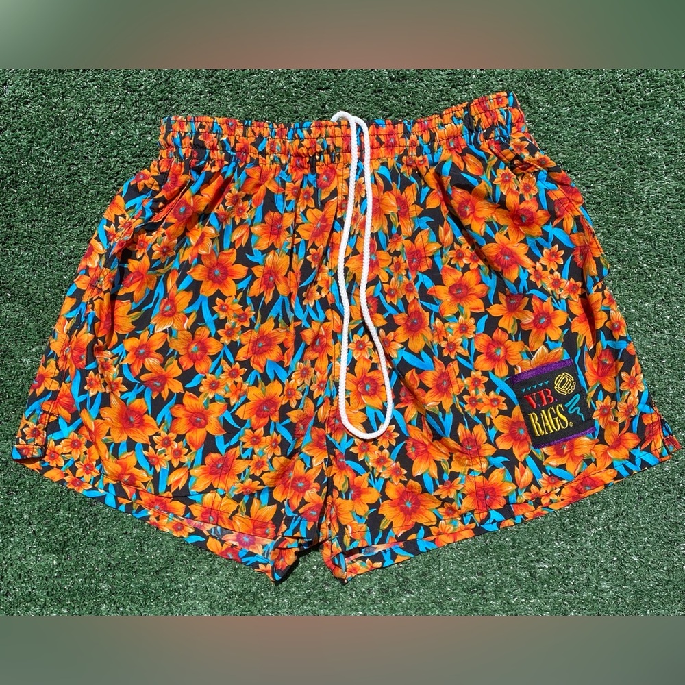 VTG 80’s V.B.Rags Colorful All Over Print Floral Volleyball Shorts Women’s Small